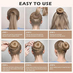 Teenitor Donut Hair Bun Maker Set, 7 Pieces Hair Bun Makers (1 extra-large, 2 large, 2 medium and 2 small), 5 pieces Hair Elastic Bands, 20 pieces Hair Pins, Tan Color