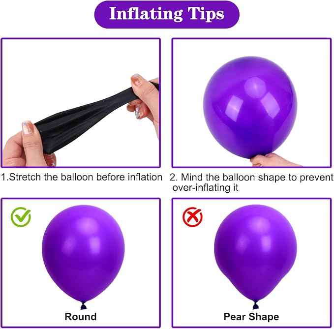 APLANET 150pcs Dark Purple Balloons Different Sizes of 18 12 10 5 Inch Royal - Image 4