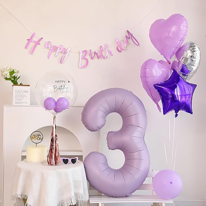 Pastel Purple 1 Number Balloons, 40 Inch Light Purple 1 Balloons Large Helium - Image 7