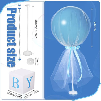Wettarn 4 Set Blue Boy Baby Shower Table Centerpiece Decor 24'' Tulle Tutu - Image 3