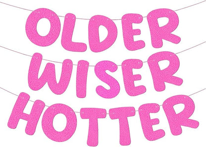 Fulmoon Set of 3 Pre Strung Older Wiser Hotter Glitter Banner Funny Birthday by Fulmoon
