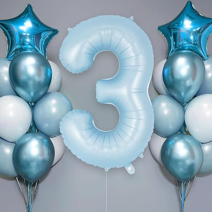 Light Blue Number 3 Balloon, 40 Inch Big Large Foil Number Balloons, Giant - Image 2