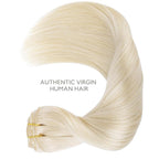 WENNALIFE Clip in Hair Extensions Real Human Hair, 22 Inch 120g 7pcs Platinum Blonde Remy Hair Double Weft Straight Natural Extensiones De Cabello Humano Con Clip Ins