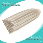 SURNEL Clip in Hair Extensions 16 inch Ash Blonde Highlights Bleach Blonde Clip in Hair Extensions 100g 6pcs(#18/613,16")
