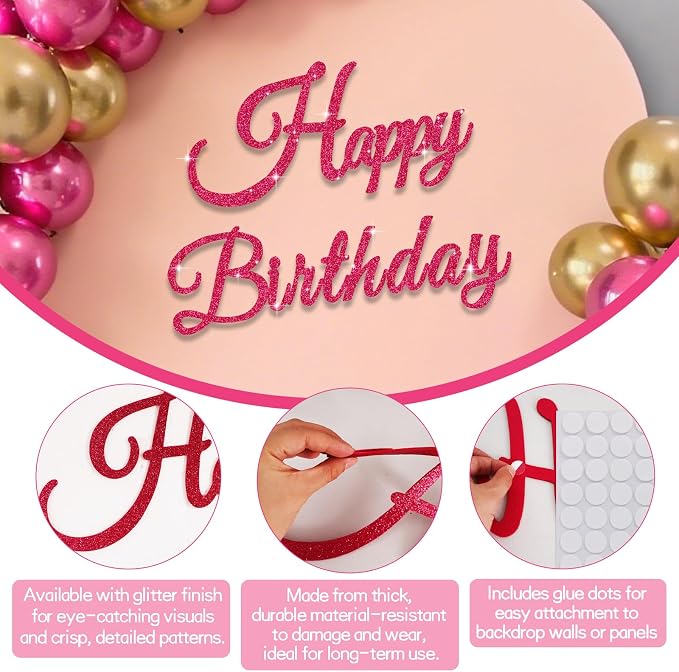 TONIFUL Happy Birthday Sign for Backdrop - Image 3