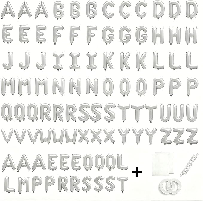 98 Pcs White Letter Balloons, Custom 3 Set A-Z Set - Image 2