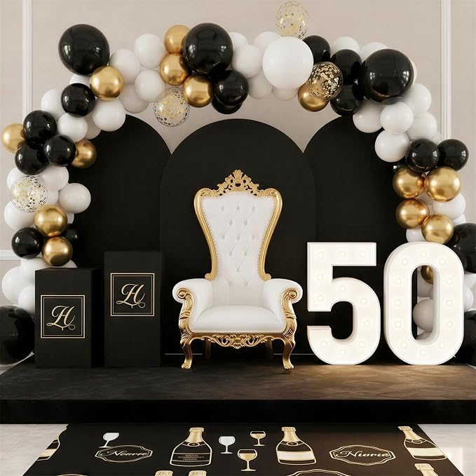 RUBFAC Black and Gold Balloons, 2026 Graduation Decorations 130pcs Black Metal - Image 6