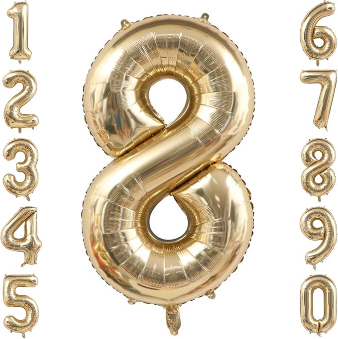 White Gold Number 8 Balloon 40 Inch, Foil Digit by Unknown
