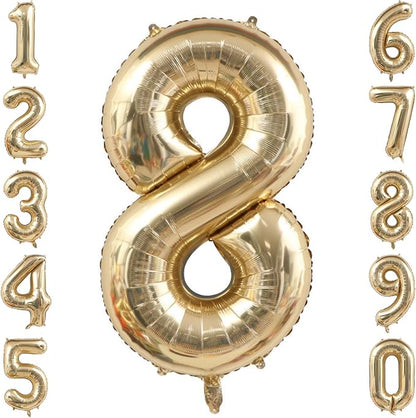 White Gold Number 8 Balloon 40 Inch, Foil Digit by Unknown