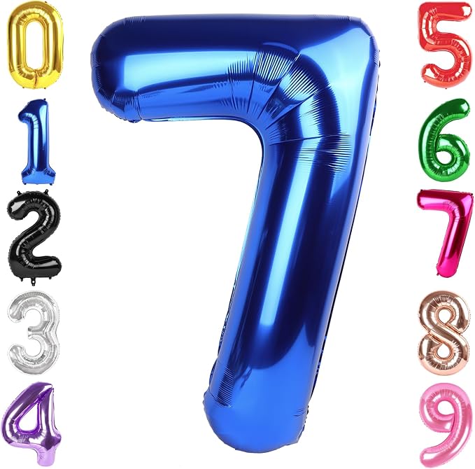 40 Inch Navy Blue Number 7 Balloon, 7th Blue Birthday Party Decorations | 40 by Hadoife