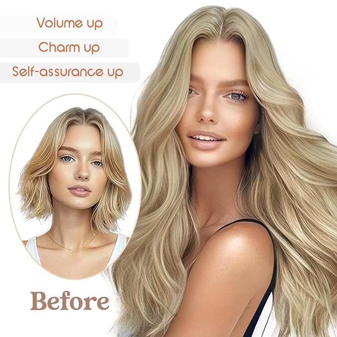Ve Sunny Real Hair Extensions Clip in Human Hair Double Weft Remy Hair Extensions Clip in Extensions Human Hair for Women Full Head Dark Blonde Highlights Golden Blonde 7pcs 20 inch 120g