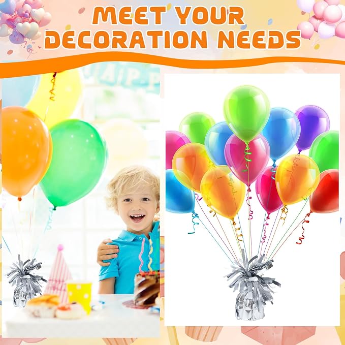 4 Pcs Silver Metallic Balloon Weights Holder Anchors Balloon Holder Weights - Image 6
