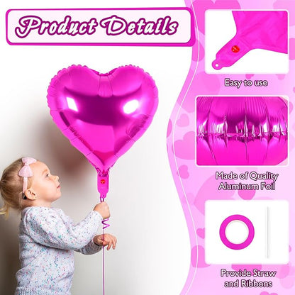 12 Pcs Rosered Heart Balloons, 18 Inch Heart Foil Balloons Love Balloon - Image 5