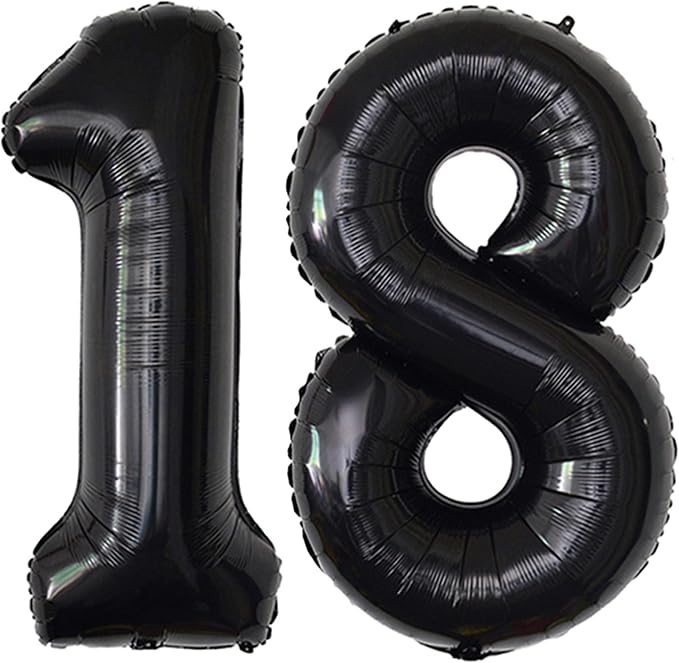 Black 18 Number Balloons Giant Jumbo Number 18 Foil Mylar Balloon by COLORFULELVES