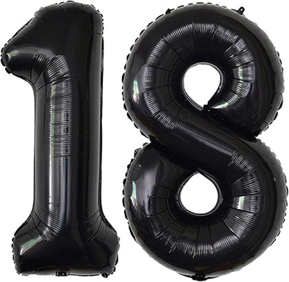 Black 18 Number Balloons Giant Jumbo Number 18 Foil Mylar Balloon by COLORFULELVES