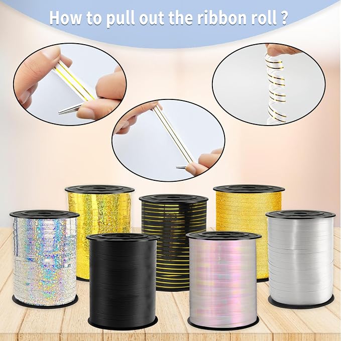 White Gold Rimmed Curling Ribbon, 219 Yard Ribbon, Curling Ribbon, Ribbon - Image 3