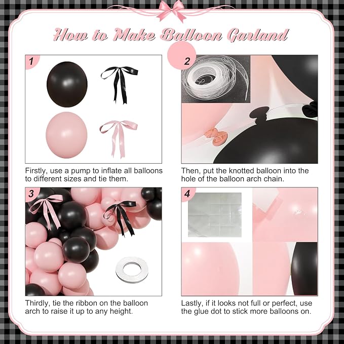 141Pcs Pink and Black Balloon Arch Kit, Birthday Decorations | Pink and Black - Image 6