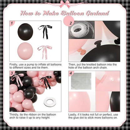 141Pcs Pink and Black Balloon Arch Kit, Birthday Decorations | Pink and Black - Image 6