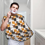 Adjustable Beard Bib, Non-Stick Hair Catcher Cape for Men's Shaving, Waterproof with 2 Suction Cups, Cute Cat Kitten Head Cartoon Cats Shave Bib
