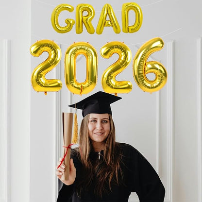 TONIFUL Graduation Balloons 16 Inch Gold Grad Balloons 40 Inch Gold Large - Image 3