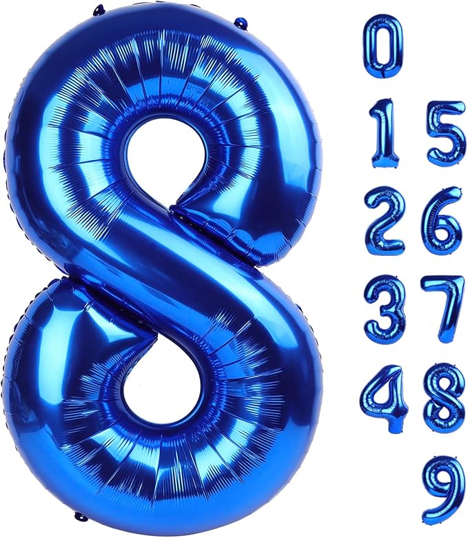 Number Balloons Navy Blue Number 8 by Mluchee