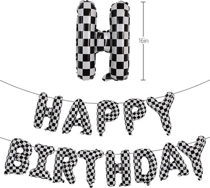 TONIFUL 16 Inch Race Car Themed Happy Birthday Balloons Banner Decorations | - Image 2