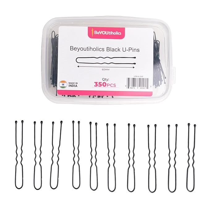 Set of 350 premium U-shaped hair pins, measuring 6cm/2.4 inches, perfect for women, girls, and hairdressers. with a clear storage box and is suitable for all hair types(Black) (350 Pins)