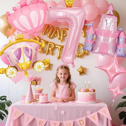 Minyu 6-Piece Princess Theme Party Decoration Set: Princess Carriage + Pink - Image 4