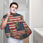 Beard Trimming Hair Catcher, Hunting Deer Camo Camouflage Wooden American Flag Shave Bib, Non-Stick Bib Apron Waterproof, Shaving Tool for Men for Husband Father’s Day
