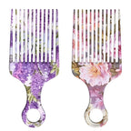 2 Pcs Afro Pick Comb for Natural Curly Hair,Portable Styling Hair Pick for Travel,Anti-Static,Cute Afro Comb for Women Men and Girls(Purple-T6)