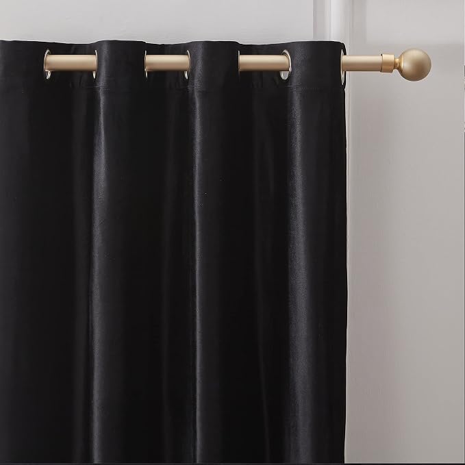 Velvet Black Grommet Blackout Curtains 84 inch Length - Image 2