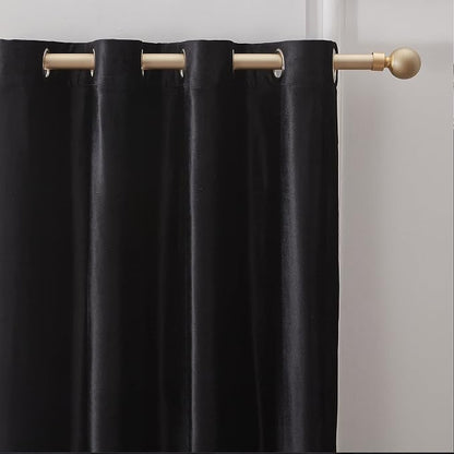 Velvet Black Grommet Blackout Curtains 84 inch Length - Image 2