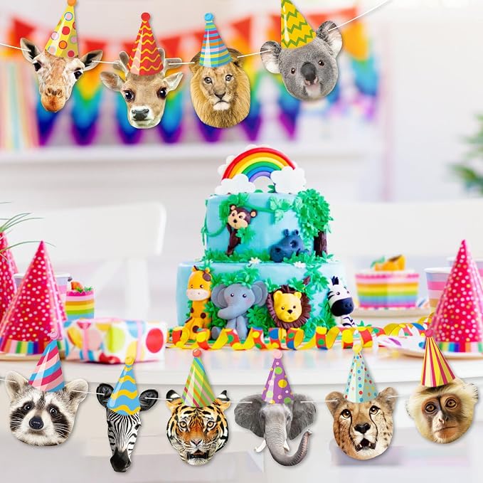 Hooqict Safari Animals Happy Birthday Banner Animal Birthday Party Decorations - Image 5