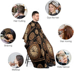 Unisex Vintage Steampunk Clock Hair Styling Cape, Lightweight Salon Cape Apron for Home Stylists, Haircut Tools