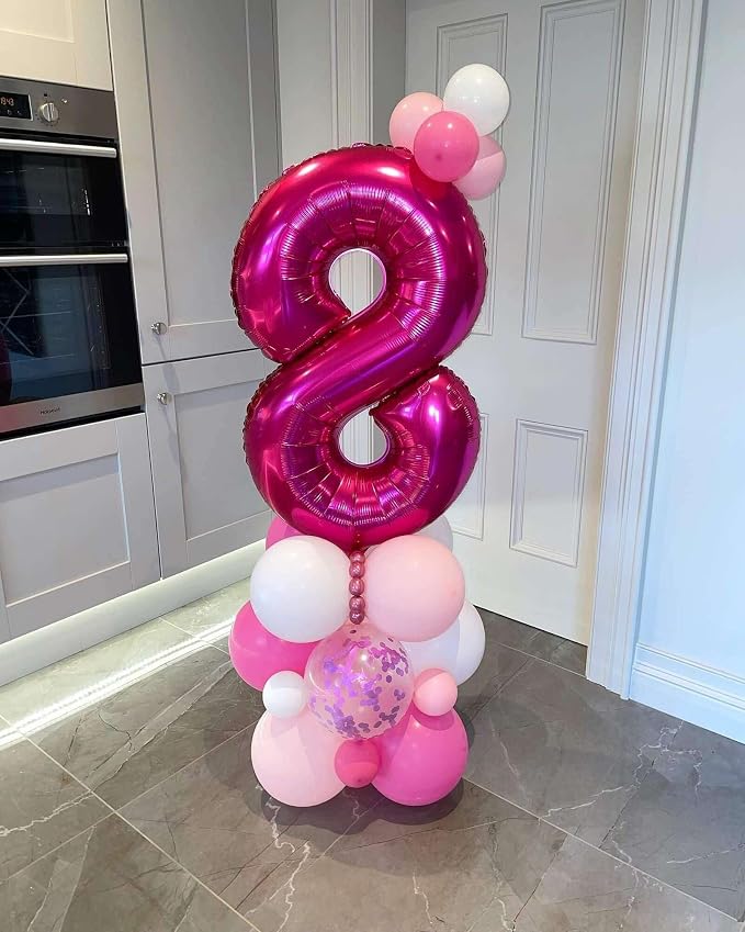 Hot Pink 28 Number Balloons, 40 Inch Giant Number 28 Balloons Foil Mylar Helium - Image 3
