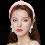 VELSCRUN Knotted Headbands - Pink, Red, Brown, Gray Velvet Wide Top Knot Hair Accessories for Women and Girls