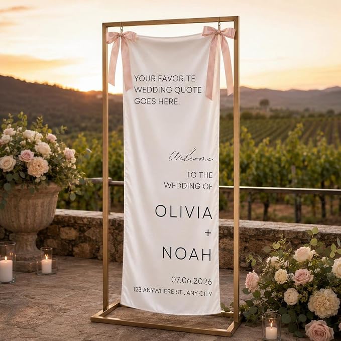 Personalized Fabric Wedding Welcome Sign, Linen Wedding Welcome Sign Cotton - Image 3