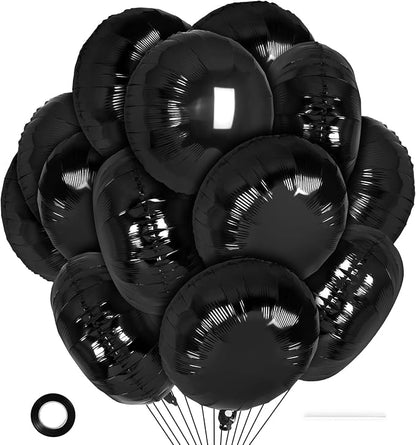 20 Pcs Black Round Shaped Balloons, 18 Inch Round Foil Balloon, Giant Round by YOTHORN