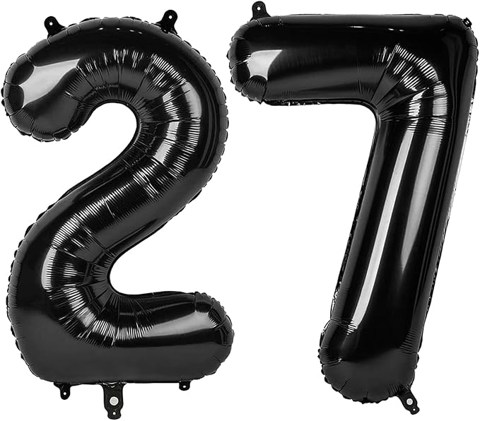 27 Balloon - Black Birthday Number Balloons, 40 Inch Decorations Men Women | by ALPHADELTAPI