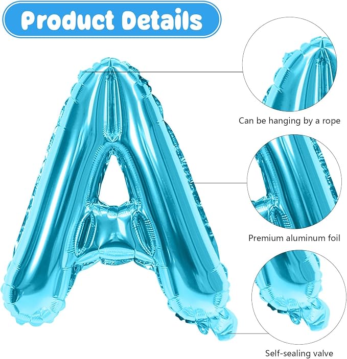 29PC Light Blue Happy Birthday Balloon Banner, 16 Inch 3D Letter Banner Sign - Image 6