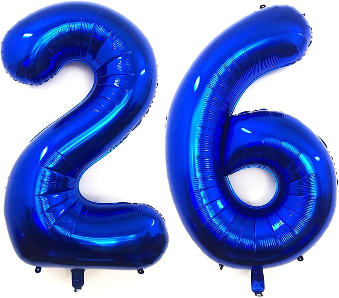 40 Inch Navy Blue 26 Number Balloons Giant Jumbo Huge 26 or 62 Foil Mylar by LHOAVWE