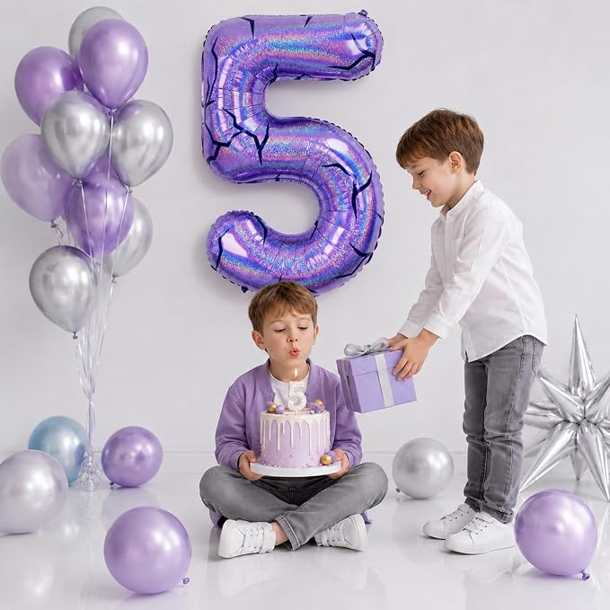 40 Inch Purple Kpop Number 5 Balloon - Image 4