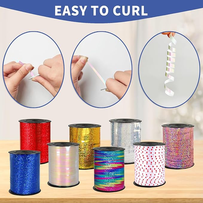 500 Yard Iridescent White PVC Curling Ribbon, 5mm Width, Art Deco Style - Image 4