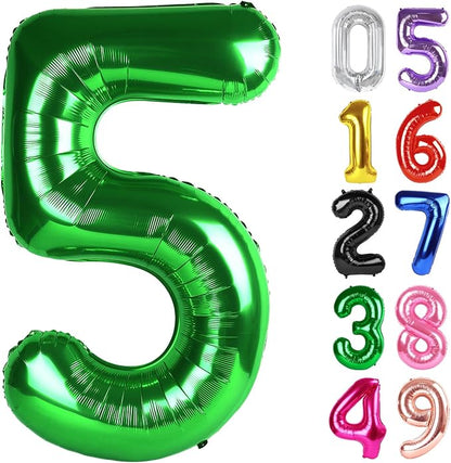 Green Number 5 Balloon 40 Inch, 5th Birthday Party Decorations Men Women | Foil by IWERP