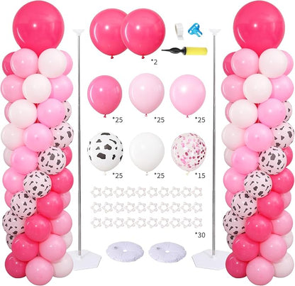 Dusty Pink Cow Balloon Column Stand Kit Set of 2 by ZyloonDecoration