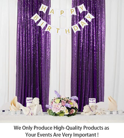 ShinyBeauty Purple 4FTx8FT Sequin Photo Backdrop Bridal Shower Photo Booth - Image 2