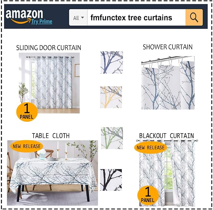 FMFUNCTEX Blue White Curtains 50" X 45" - Image 7
