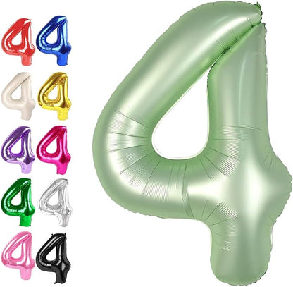Sage Green Number 4 Balloon 40 inch, 4th Birthday Party Balloons Decorations | by Upgesy