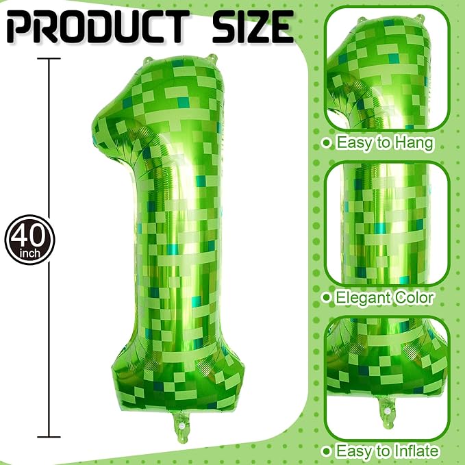 Number 10th Birthday Balloon Lime Green Pixel, 40 Inch Large Dark Kelly Green - Image 2