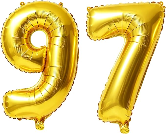 40 Inch Number 97 Balloons for 97th Birthday Party Decorations, 0-100 Gold by FOBELEC